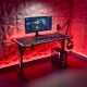 SK: Herný stôl - 120 x 60 x 75 cm - RGB LED, USB, držiak na nápoj, držiak na slúchadlá, 5 mm sklo
