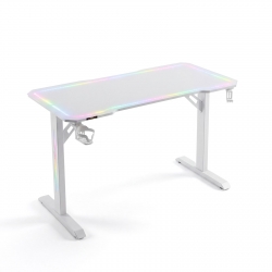 SK: Herný stôl - 120 x 60 x 75 cm - RGB LED, USB, držiak na nápoj, držiak na slúchadlá, 5 mm sklo