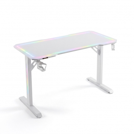 SK: Herný stôl - 120 x 60 x 75 cm - RGB LED, USB, držiak na nápoj, držiak na slúchadlá, 5 mm sklo